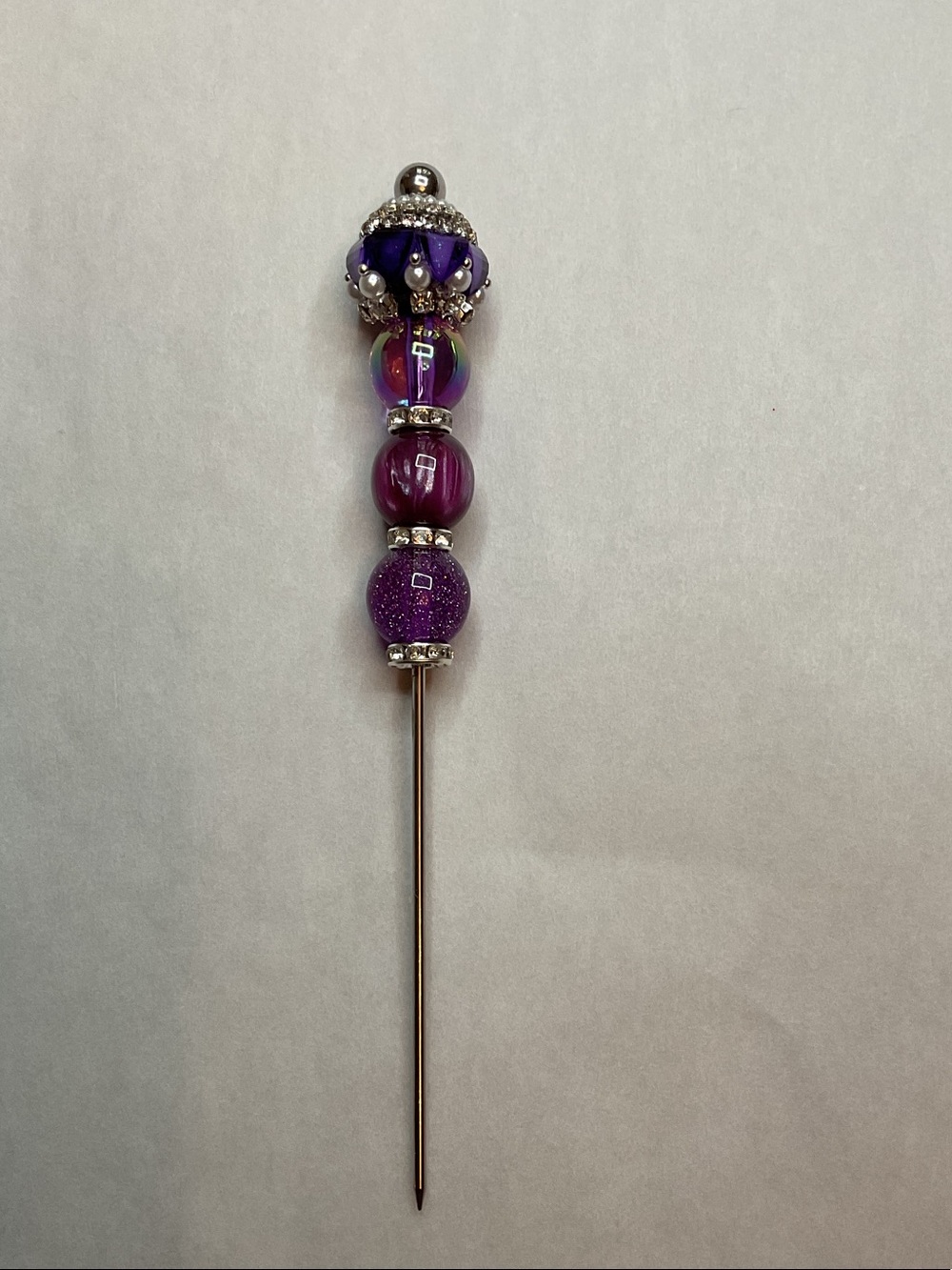 Purple Beaded Decorative Hat Stick - Unbranded